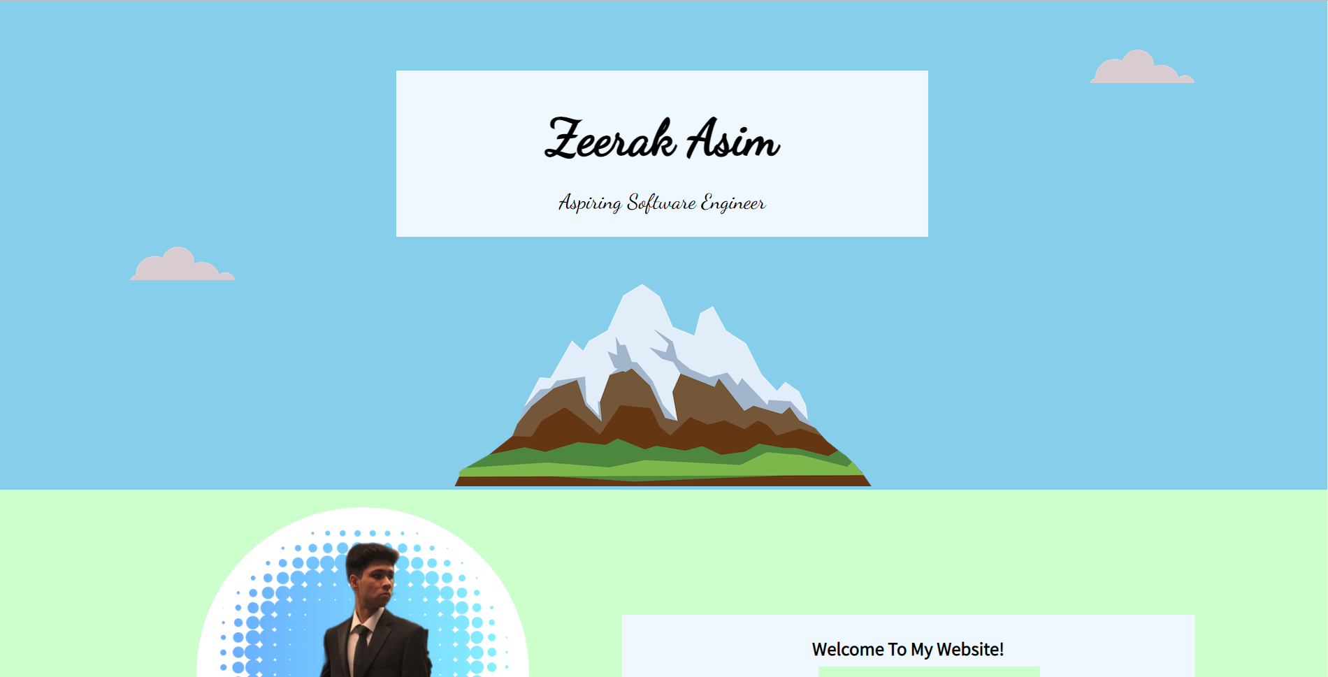 Picture of the beginning portion of the website.